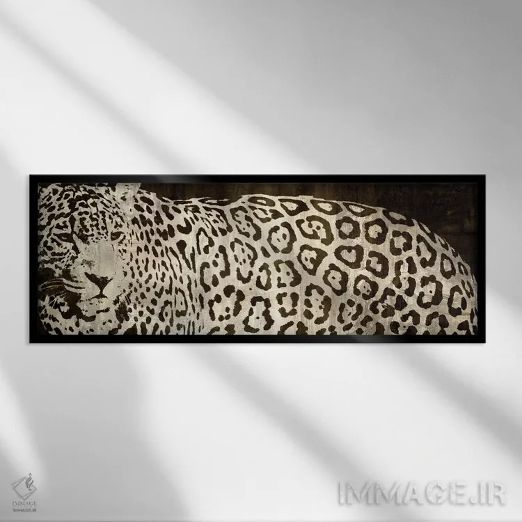 تابلو روبرویی با پلنگ اثر دارن دیویسون - نمای قابدار مشکی