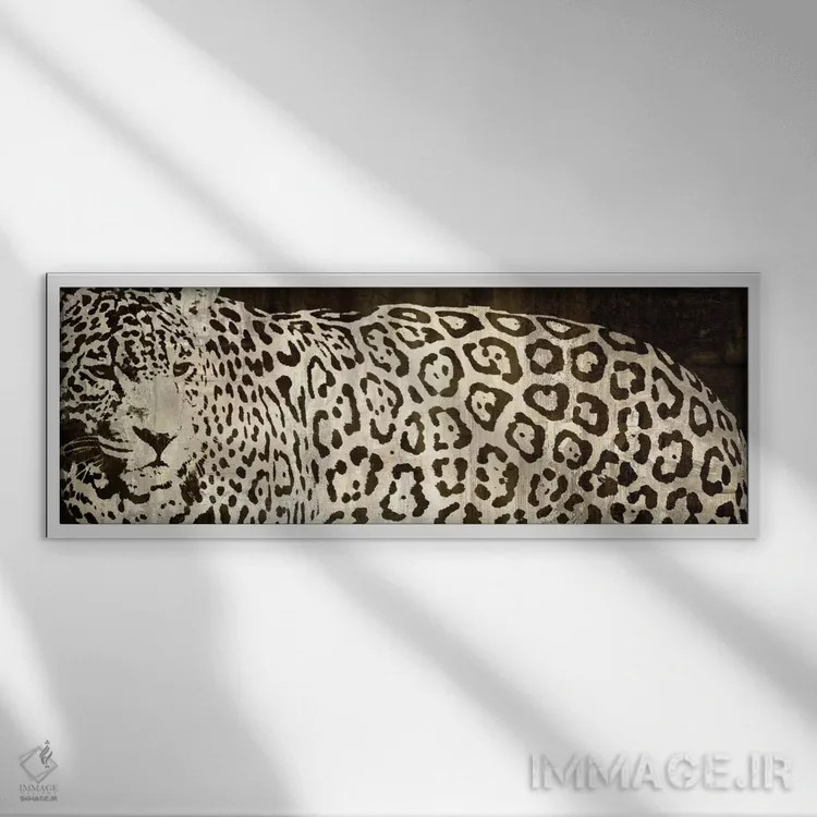 تابلو روبرویی با پلنگ اثر دارن دیویسون - نمای قابدار سفید