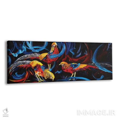 تابلو قرقاولهای طلایی اثر لیندزی دال - نمای پرسپکتیو محصول