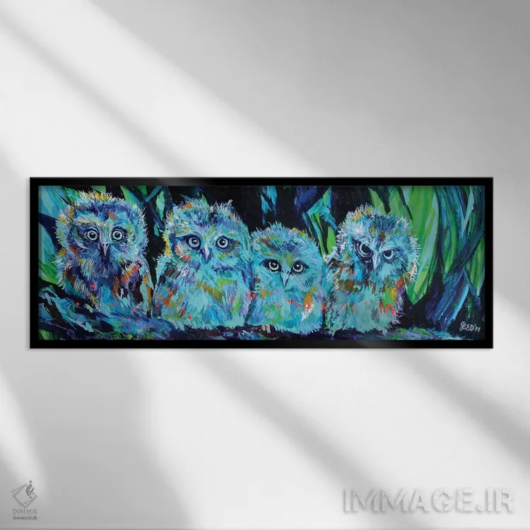 تابلو غم جغد کوچولو (بچه جغد) اثر لیندزی دال - نمای قابدار مشکی