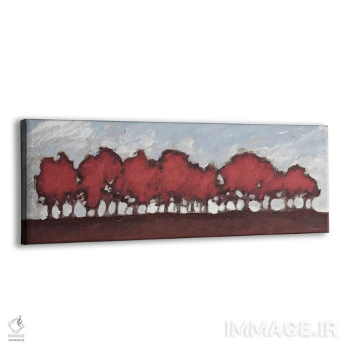 تابلو غروب ردیف درختان در رنگ قرمز اثر دن منیلی - نمای پرسپکتیو محصول