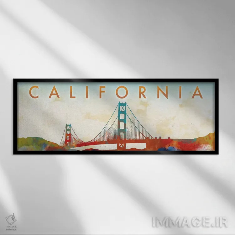 تابلو پل گلدنگیت کالیفرنیا اثر دن منیلی - نمای قابدار مشکی