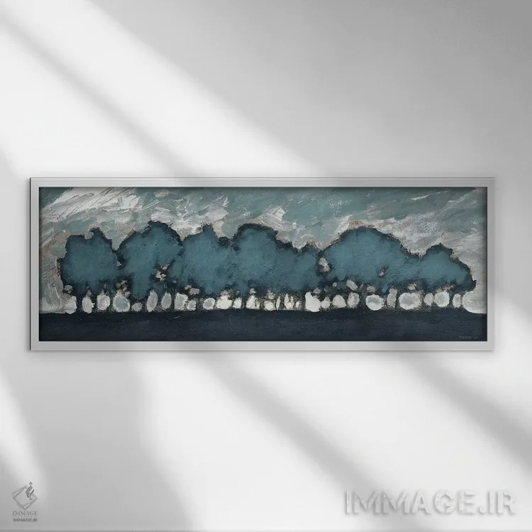 تابلو غروب ردیف درختان اثر دن منیلی - نمای قابدار سفید