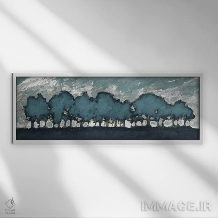 تابلو غروب ردیف درختان اثر دن منیلی - نمای قابدار سفید
