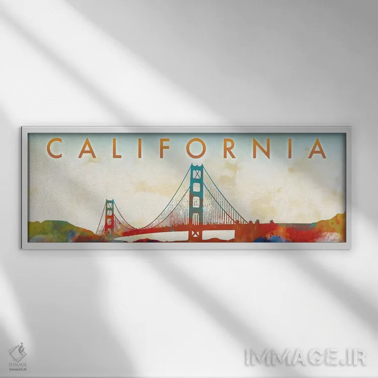 تابلو پل گلدنگیت کالیفرنیا اثر دن منیلی - نمای قابدار سفید