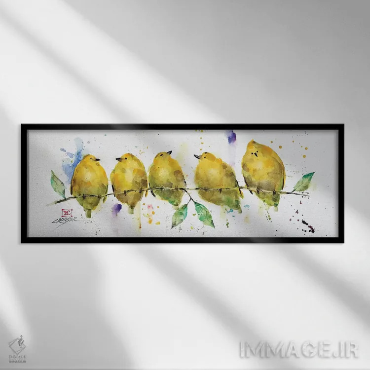 تابلو پرندگان لیمویی اثر باور کراوزر - نمای قابدار مشکی