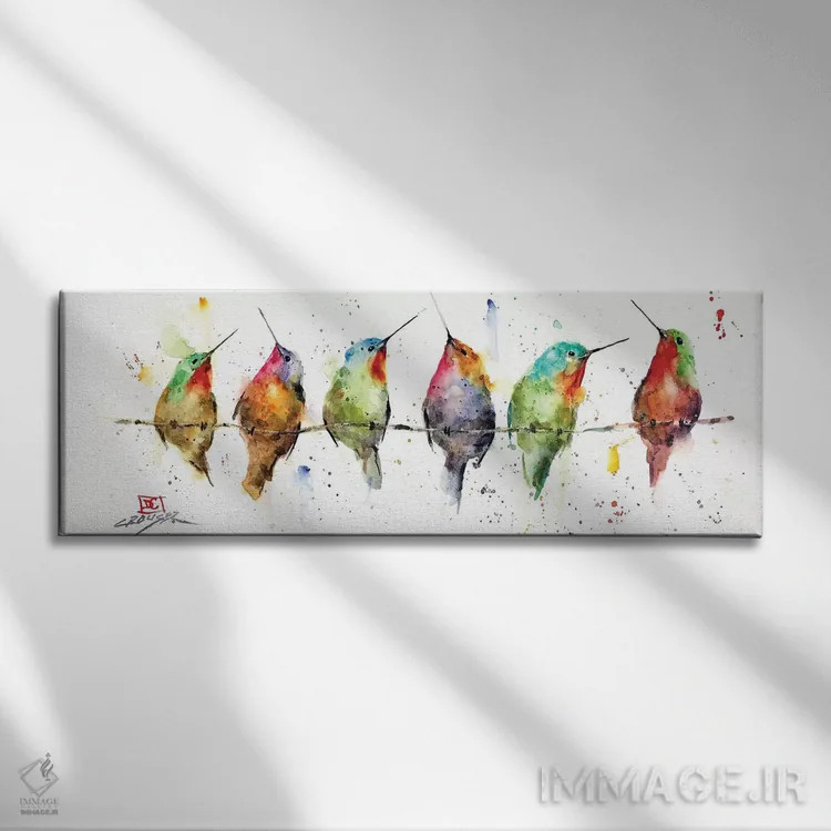 تابلو مرغ مگسخوار روی سیم اثر باور کراوزر - نمای روبهرو روی دیوار