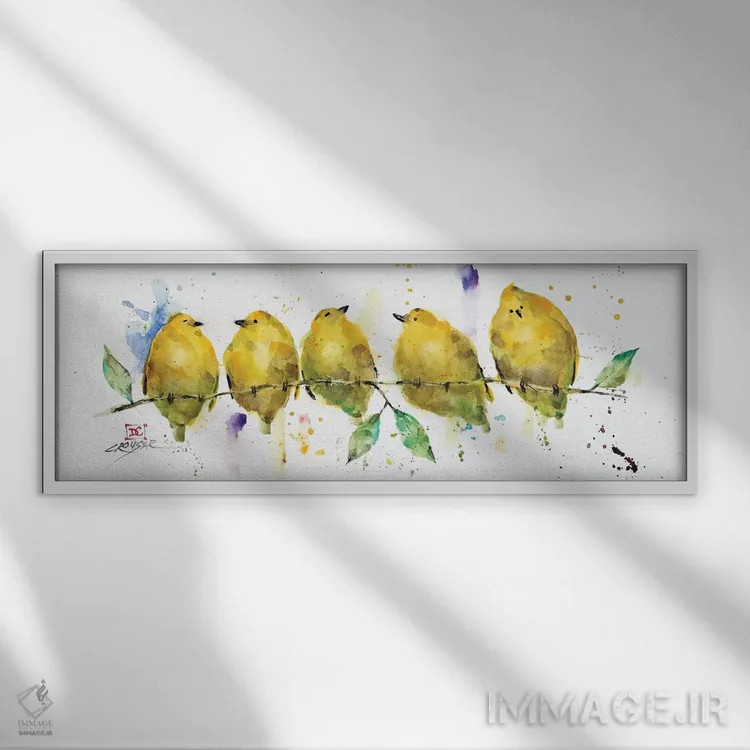 تابلو پرندگان لیمویی اثر باور کراوزر - نمای قابدار سفید