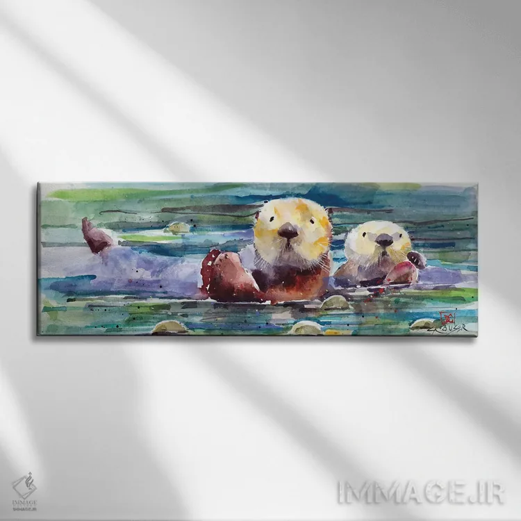 تابلو یک جفت سمور آبی اثر باور کراوزر - نمای روبهرو روی دیوار