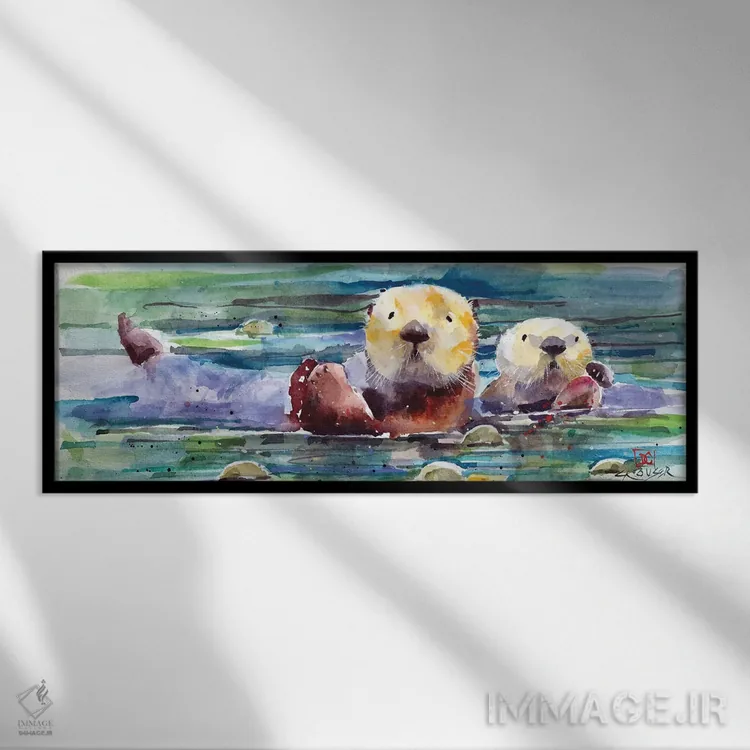 تابلو یک جفت سمور آبی اثر باور کراوزر - نمای قابدار مشکی