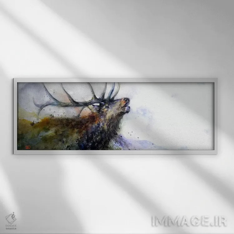 تابلو گوزن شمالی II اثر باور کراوزر - نمای قابدار سفید