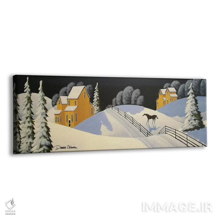 تابلو زمستان زیبای روستایی اثر دبی کریسول - نمای پرسپکتیو محصول