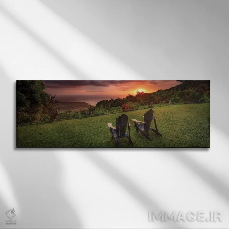 تابلو صندلیهای غروب اثر دنیس فراتس - نمای روبهرو روی دیوار