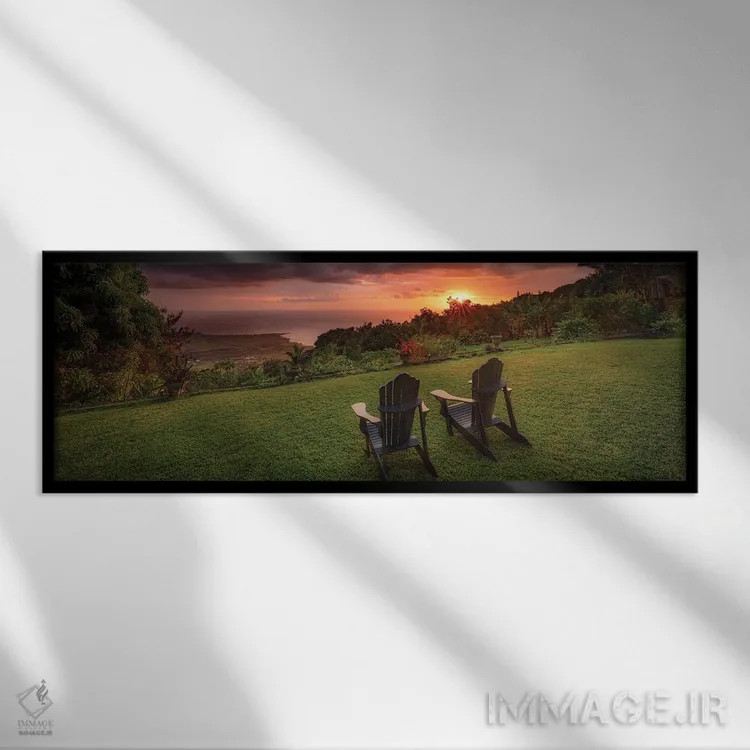 تابلو صندلیهای غروب اثر دنیس فراتس - نمای قابدار مشکی