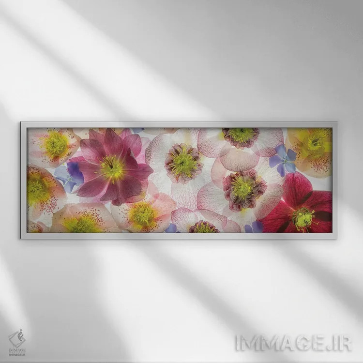 تابلو گلهای پانورامایی اثر دنیس فراتس - نمای قابدار سفید