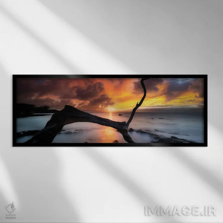 تابلو غروب هاوایی هفتم اثر دنیس فراتس - نمای قابدار مشکی