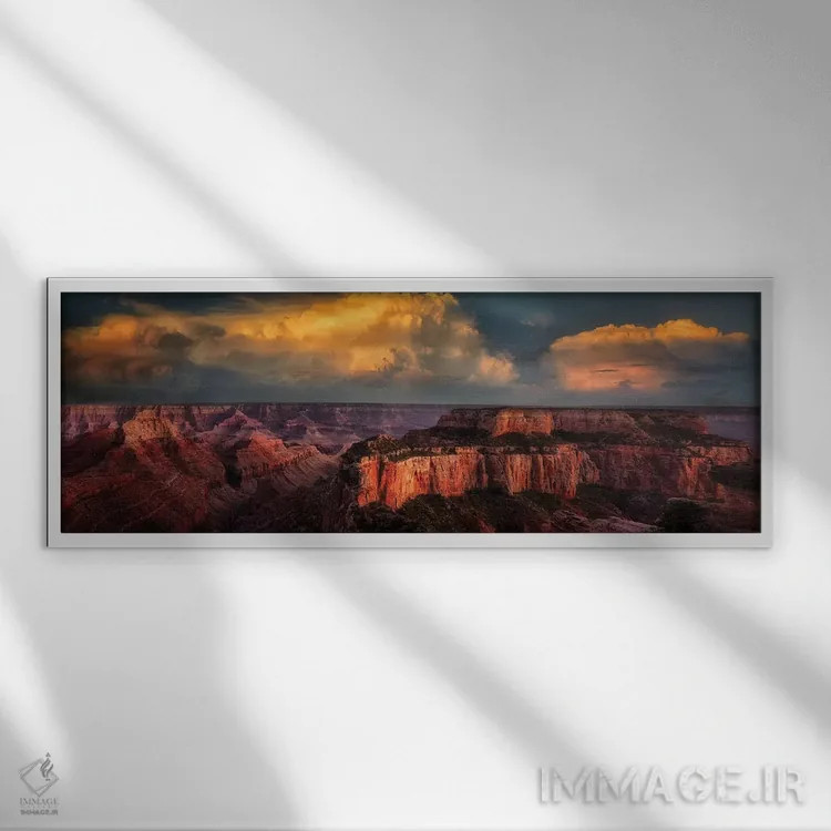 تابلو غروب گرند کنیون پنج اثر دنیس فراتس - نمای قابدار سفید