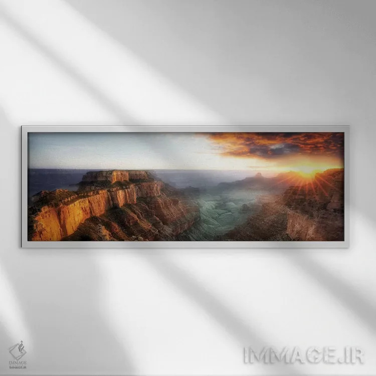 تابلو غروب گرند کنیون شش اثر دنیس فراتس - نمای قابدار سفید