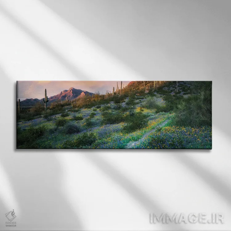 تابلو پانورامای مسیر چشمهٔ بیابانی اثر دنیس فراتس - نمای روبهرو روی دیوار