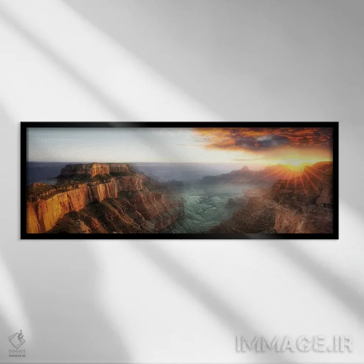 تابلو پانورامای غروب گرند کنیون اثر دنیس فراتس - نمای قابدار مشکی