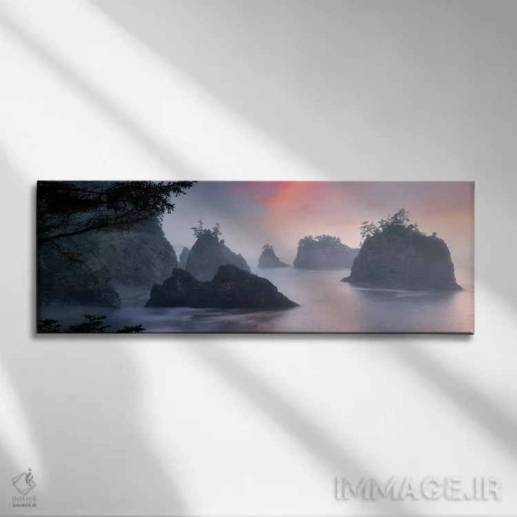 تابلو پانورامای طلوع ساحل اورگان اثر دنیس فراتس - نمای روبهرو روی دیوار