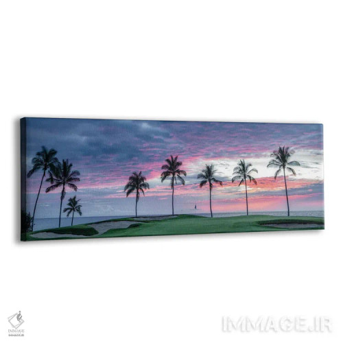 تابلو پانورامای غروب نخلها اثر دنیس فراتس - نمای پرسپکتیو محصول
