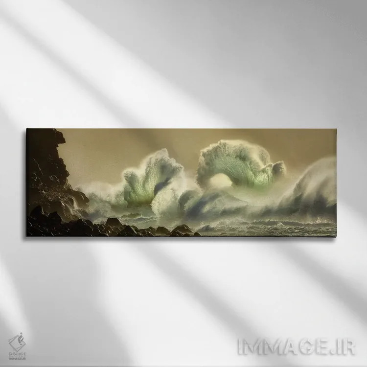 تابلو پانورامای امواج طوفان استوایی اثر دنیس فراتس - نمای روبهرو روی دیوار