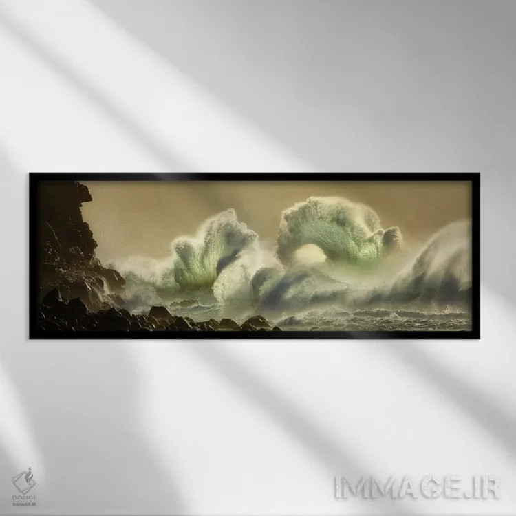 تابلو پانورامای امواج طوفان استوایی اثر دنیس فراتس - نمای قابدار مشکی
