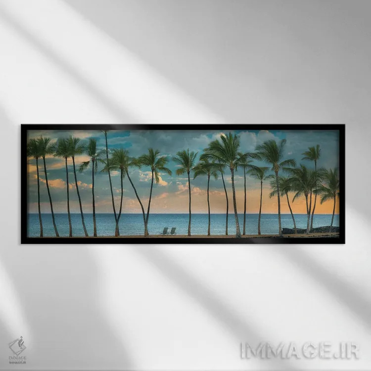تابلو پانورامای غروب نخلها II اثر دنیس فراتس - نمای قابدار مشکی