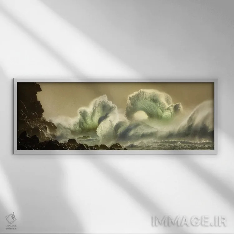 تابلو پانورامای امواج طوفان استوایی اثر دنیس فراتس - نمای قابدار سفید