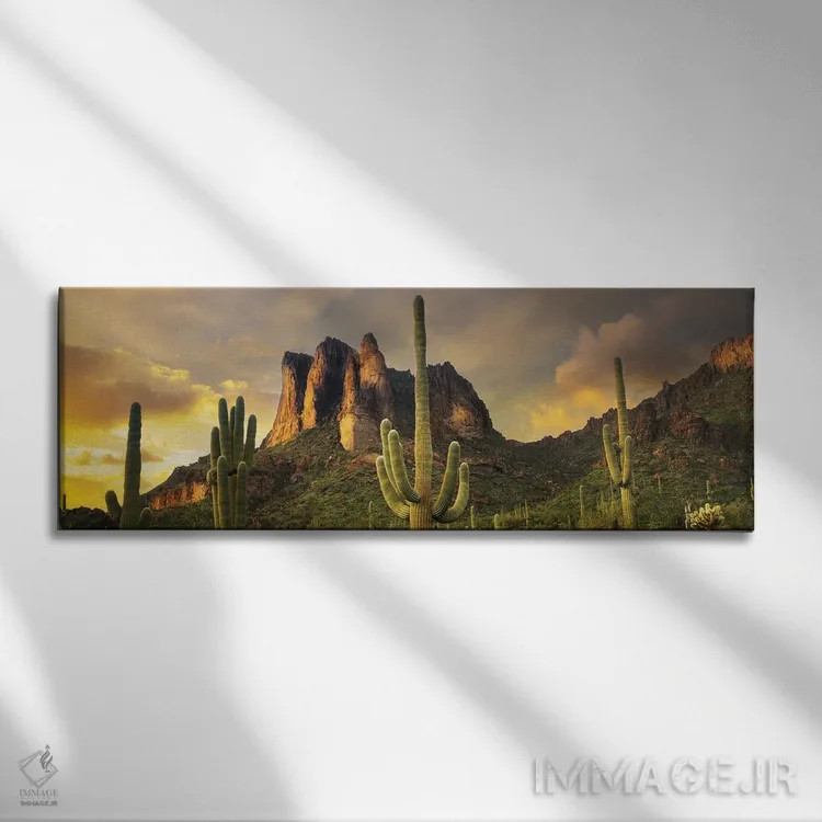 تابلو پانورامای غروب بیابان اثر دنیس فراتس - نمای روبهرو روی دیوار