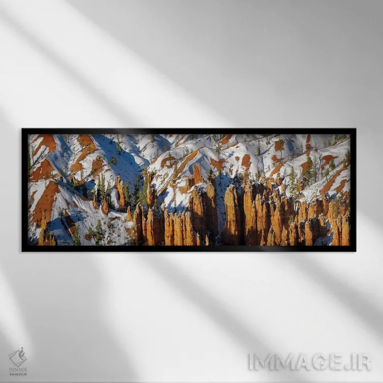 تابلو پانورامای برف زایان (پارک ملی زایان) اثر دنیس فراتس - نمای قابدار مشکی