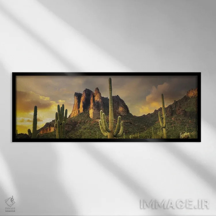 تابلو پانورامای غروب بیابان اثر دنیس فراتس - نمای قابدار مشکی