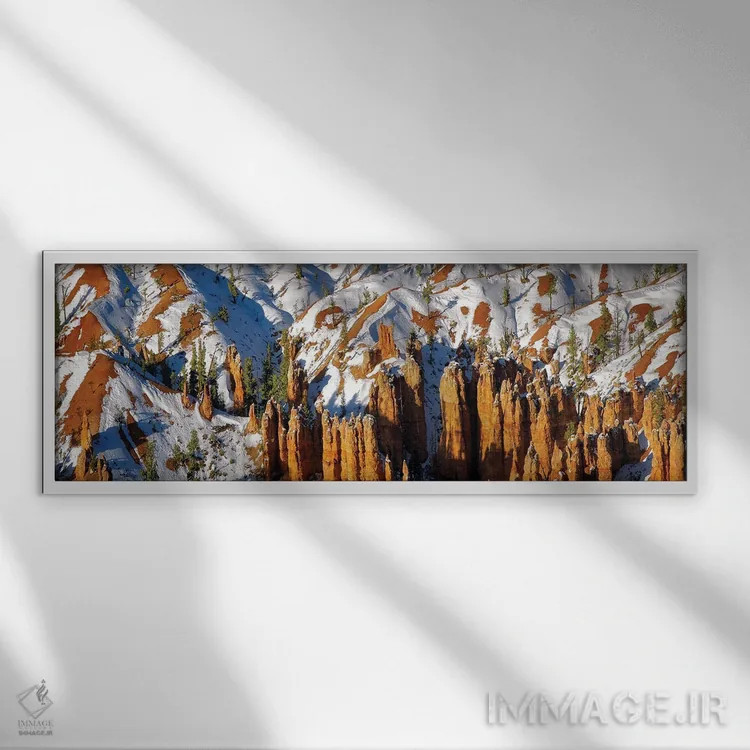 تابلو پانورامای برف زایان (پارک ملی زایان) اثر دنیس فراتس - نمای قابدار سفید