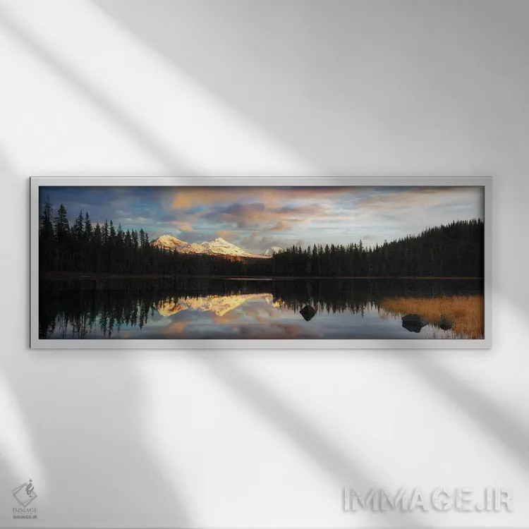 تابلو غروب دریاچه اسکات اثر دنیس فراتس - نمای قابدار سفید