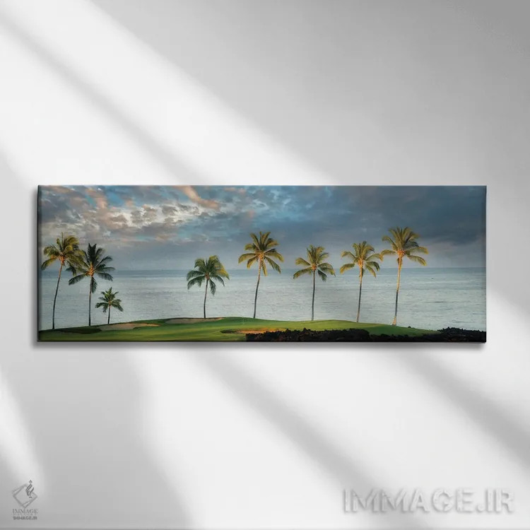 تابلو طلوع خورشید بر زمین گلف اثر دنیس فراتس - نمای روبهرو روی دیوار