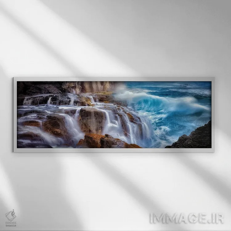 تابلو آبشار موجی اثر دنیس فراتس - نمای قابدار سفید