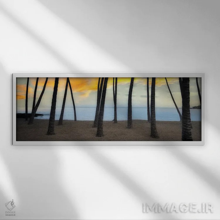 تابلو ساحل نخل اثر دنیس فراتس - نمای قابدار سفید
