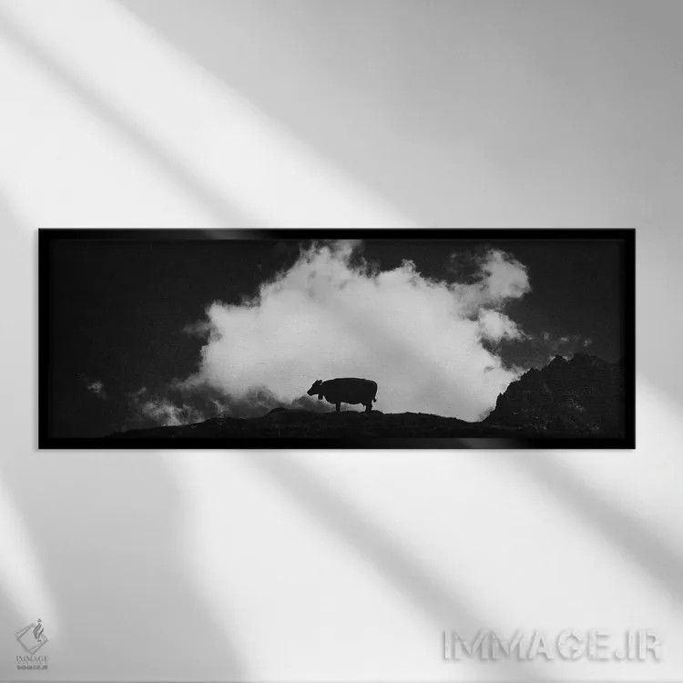 تابلو گاو و ابر (پانوراما) اثر دوریت فوگ - نمای قابدار مشکی