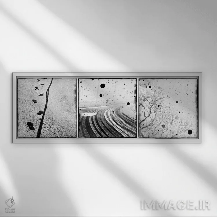 تابلو زمستان انگلیسی ۲؛ تریپتیک (سهلتی) اثر دوریت فوگ - نمای قابدار سفید