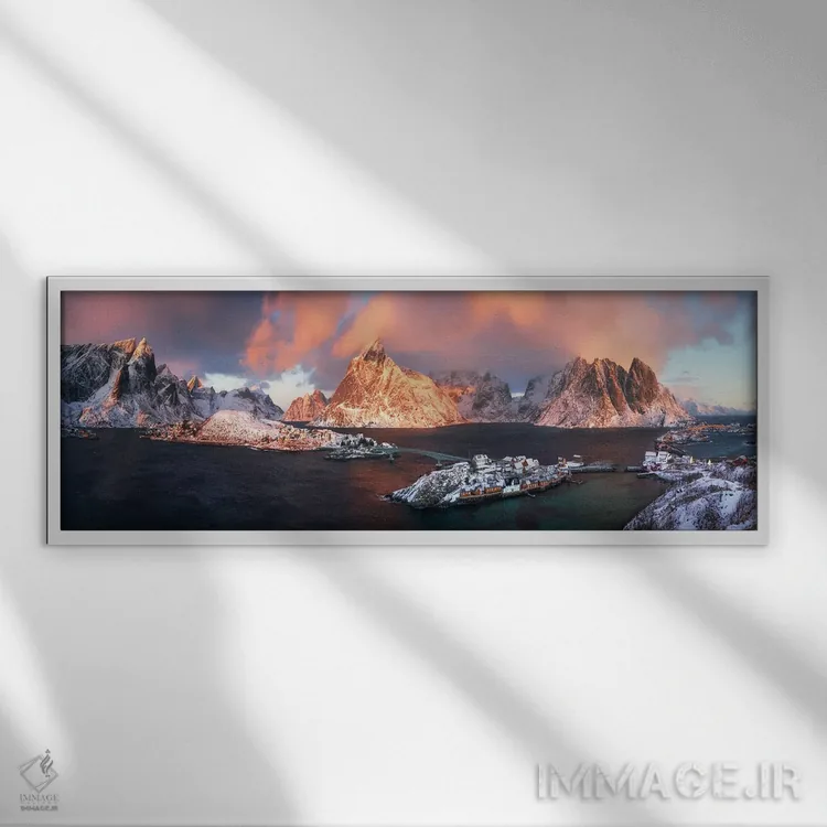 تابلو پانورامای طلوع زمستانی در ساکریسوی اثر دنیل گاستاگر - نمای قابدار سفید