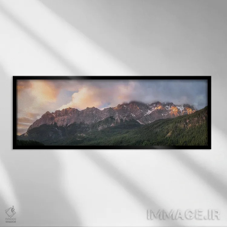 تابلو پانورامای طلوع آلپی اثر دنیل گاستاگر - نمای قابدار مشکی