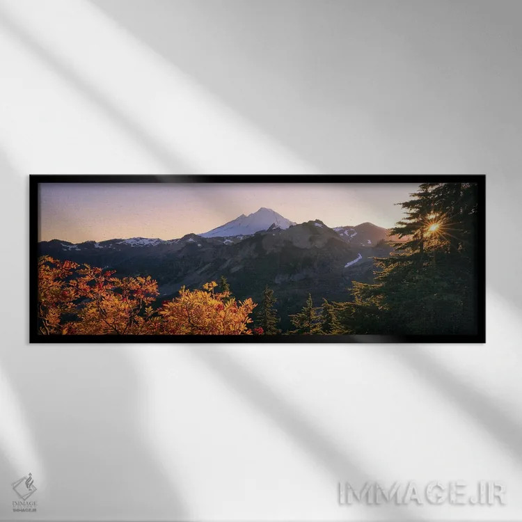 تابلو پانورامای پاییزی کوه بیکر اثر دنیل گاستاگر - نمای قابدار مشکی