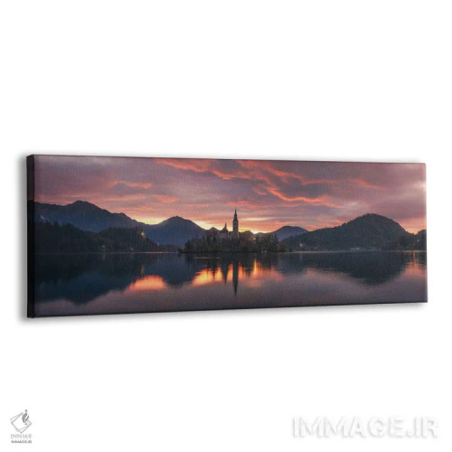 تابلو پانورامای طلوع سوزان در دریاچه بلد (اسلوونی) اثر دنیل گاستاگر - نمای پرسپکتیو محصول