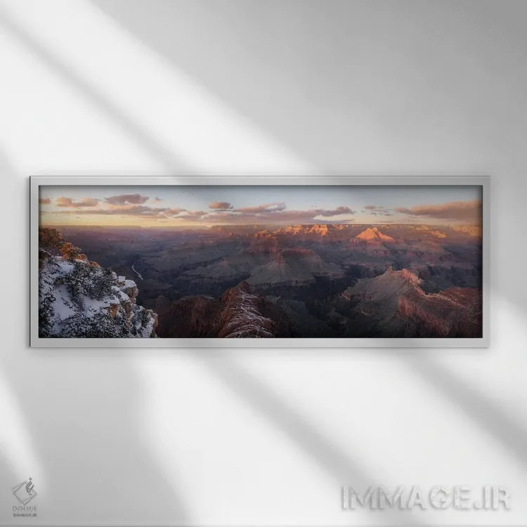 تابلو پانورامای غروب گرند کنیون (آریزونا) اثر دنیل گاستاگر - نمای قابدار سفید