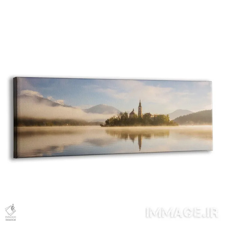 تابلو پانورامای طلوع طلایی در دریاچه بلد (اسلوونی) اثر دنیل گاستاگر - نمای پرسپکتیو محصول