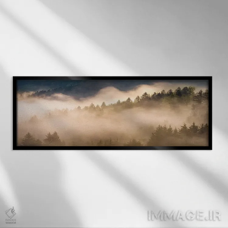 تابلو صبح طلایی پاییزی در جنگل اثر دنیل گاستاگر - نمای قابدار مشکی