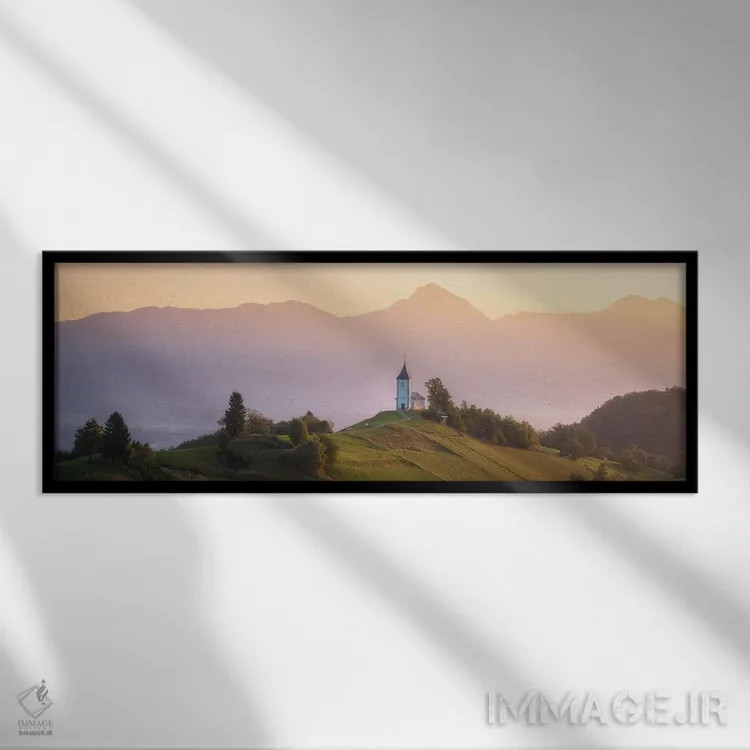 تابلو پانورامای طلوع طلایی در اسلوونی اثر دنیل گاستاگر - نمای قابدار مشکی