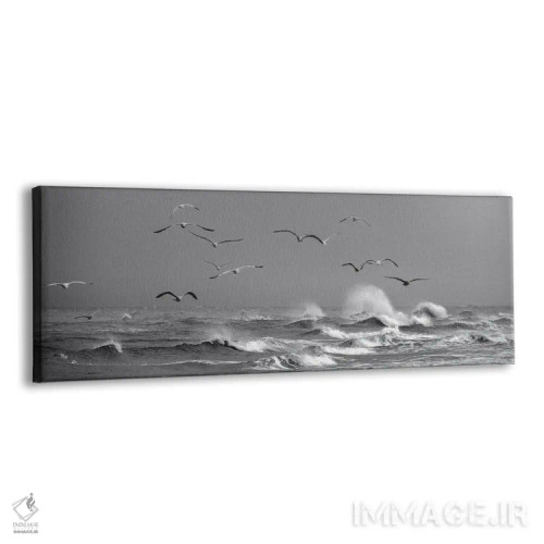 تابلو مرغان دریایی بالای امواج پرهیجان در دانمارک اثر دنیل گاستاگر - نمای پرسپکتیو محصول