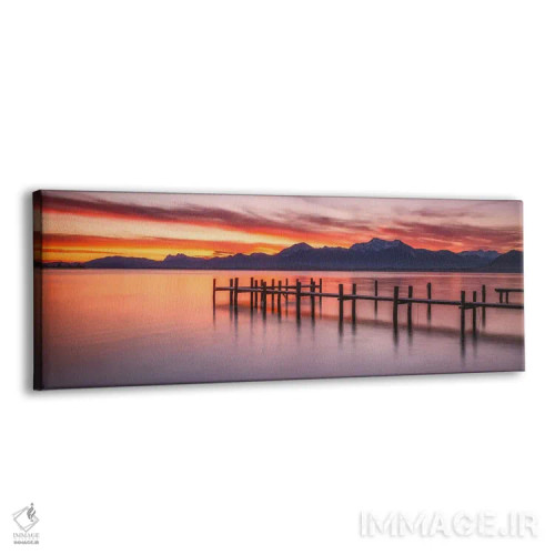 تابلو پانورامای طلوع قرمز در دریاچه کیمزه (بایرن) اثر دنیل گاستاگر - نمای پرسپکتیو محصول
